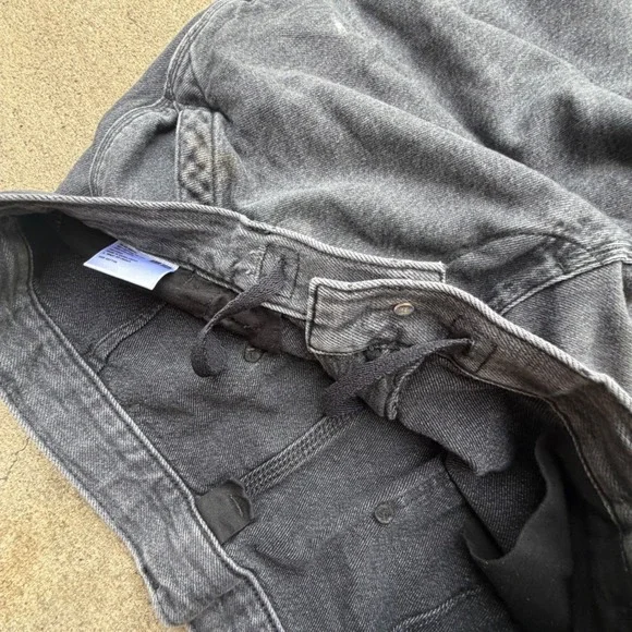 Uniqlo Mens Denim Utility Shorts Washed Black Carpenter Drawstring 321-471165 L - Picture 4 of 12